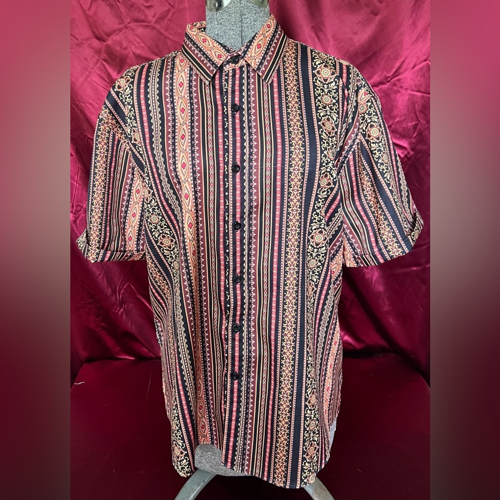 Hisdern Poly/Cotton Men's Striped Short Sleeve Shirt